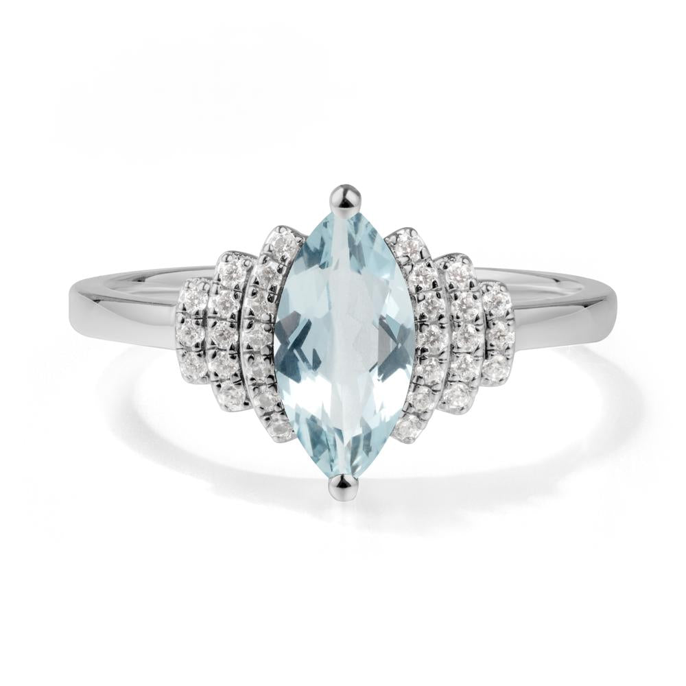 Marquise Aquamarine Cluster Ring - LUO Jewelry #metal_platinum