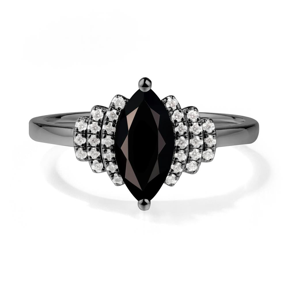 Marquise Black Spinel Cluster Ring - LUO Jewelry #metal_black finish sterling silver