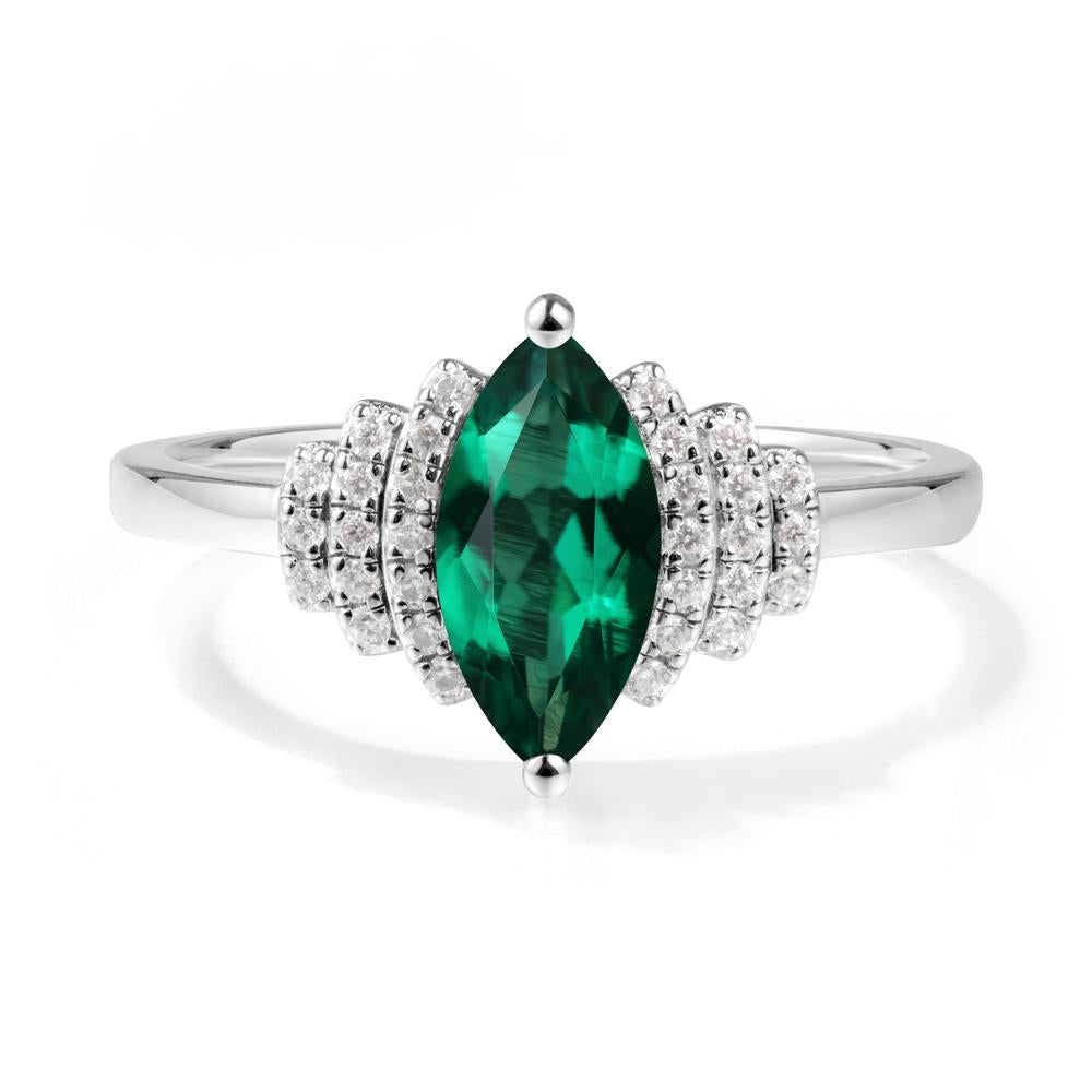 Art Deco Marquise Emerald Ring - LUO Jewelry #metal_14k white gold