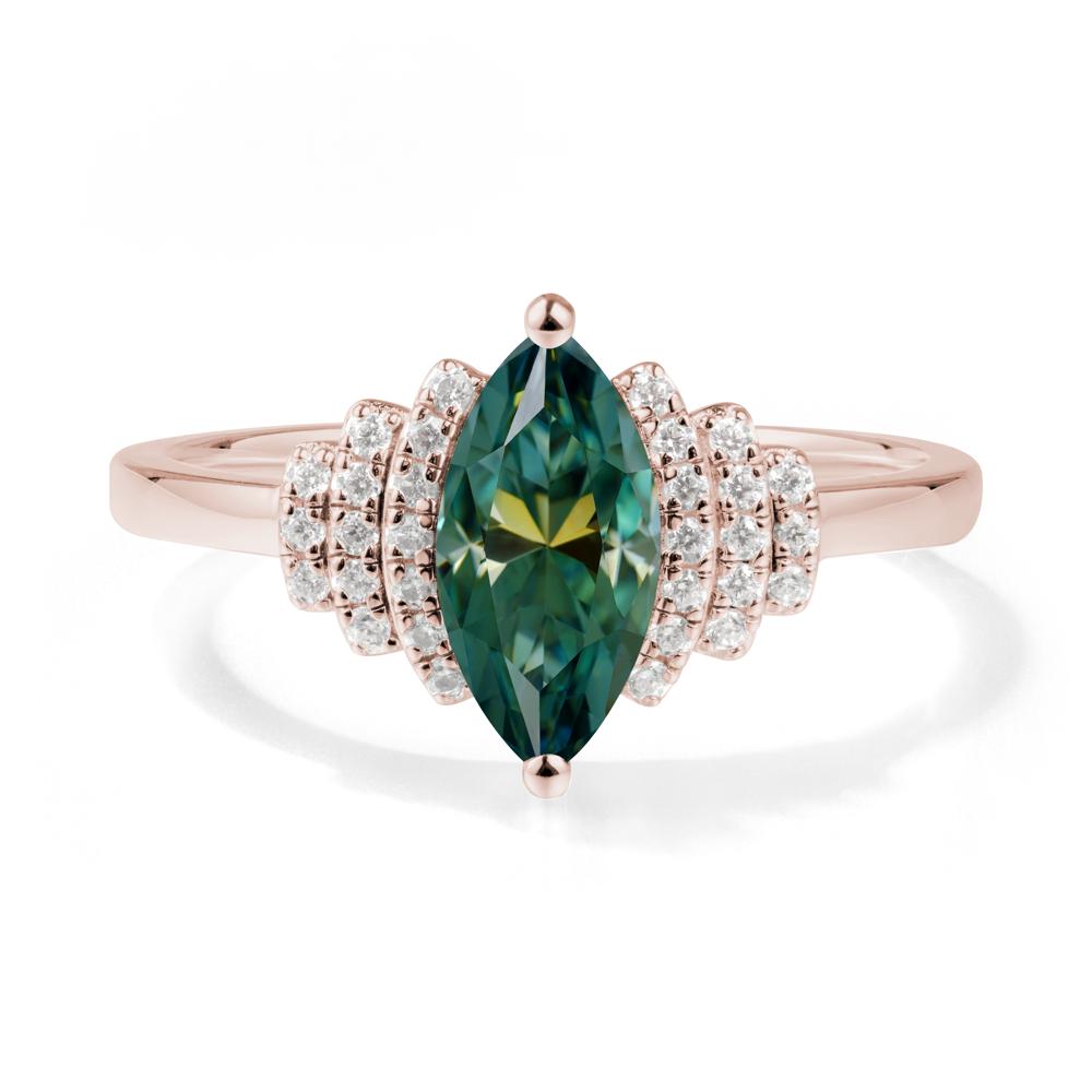 Marquise Green Moissanite Cluster Ring - LUO Jewelry #metal_14k rose gold