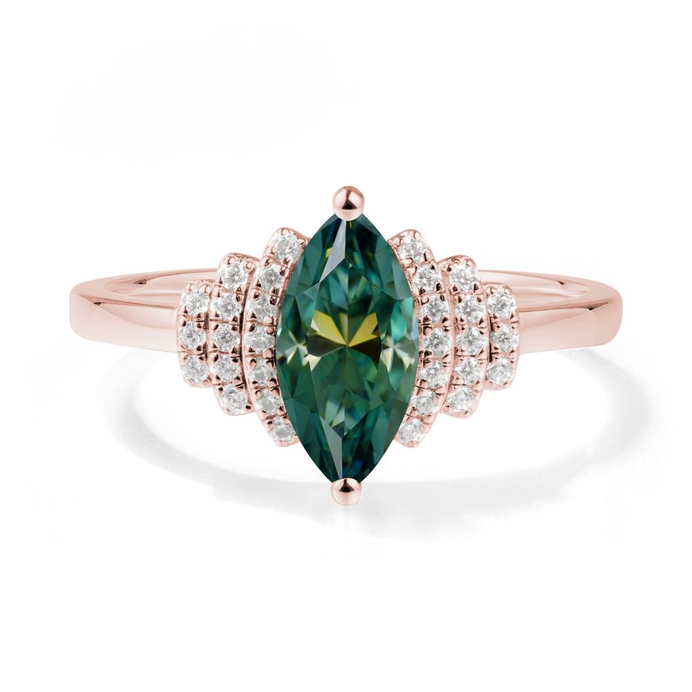 Marquise Green Moissanite Cluster Ring - LUO Jewelry #metal_18k rose gold