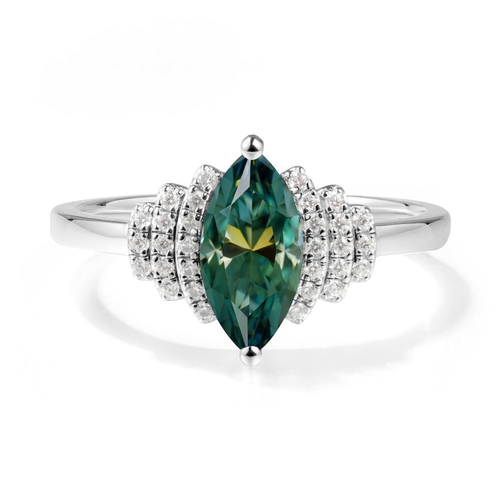 Marquise Green Moissanite Cluster Ring - LUO Jewelry #metal_18k white gold