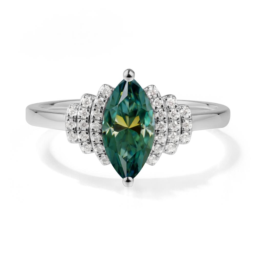 Marquise Green Moissanite Cluster Ring - LUO Jewelry #metal_platinum