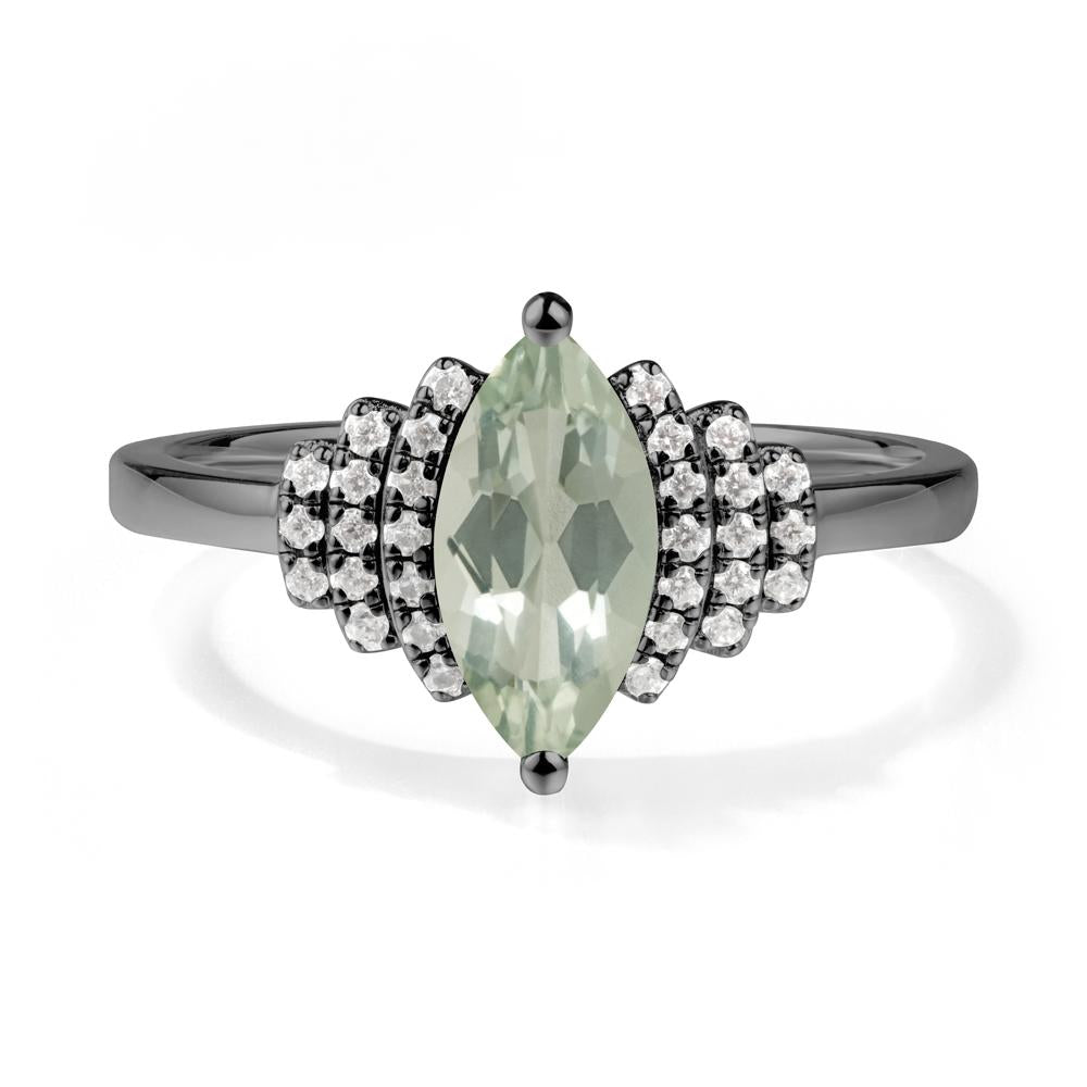Art Deco Marquise Green Amethyst Ring - LUO Jewelry #metal_black finish sterling silver