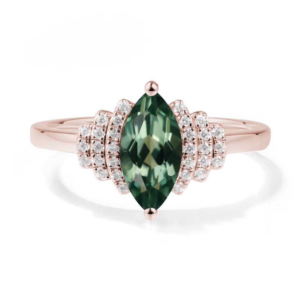Marquise Green Sapphire Statement Ring - LUO Jewelry #metal_14k rose gold