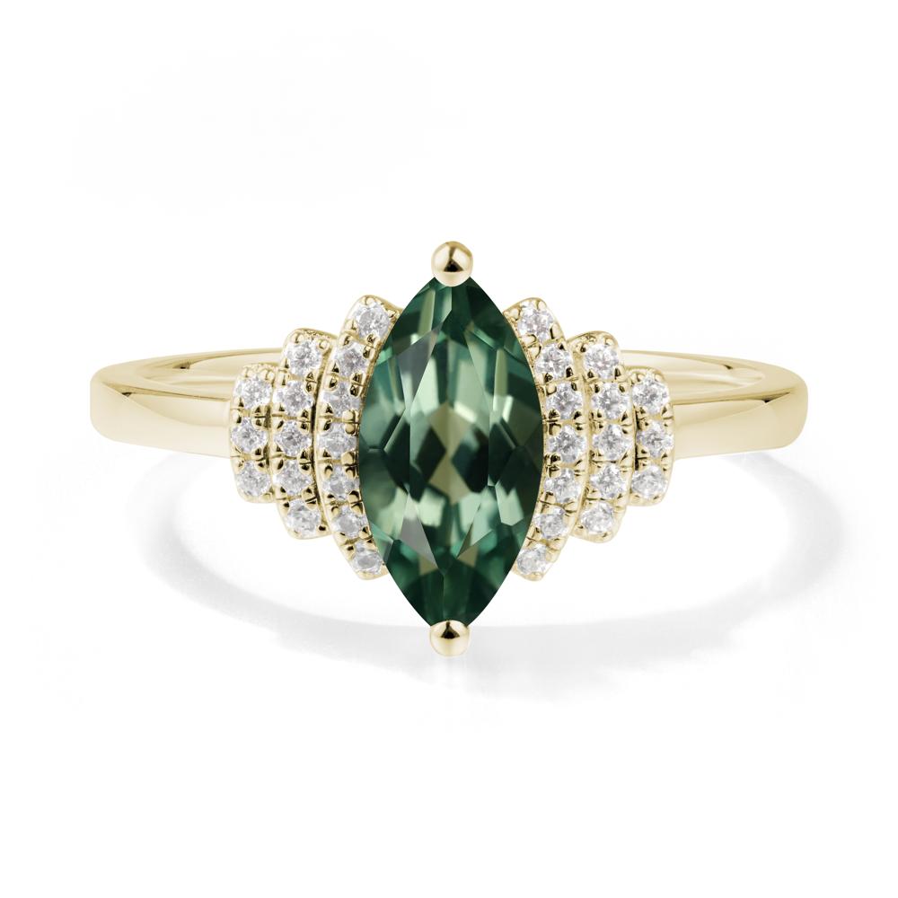 Marquise Green Sapphire Statement Ring - LUO Jewelry #metal_14k yellow gold