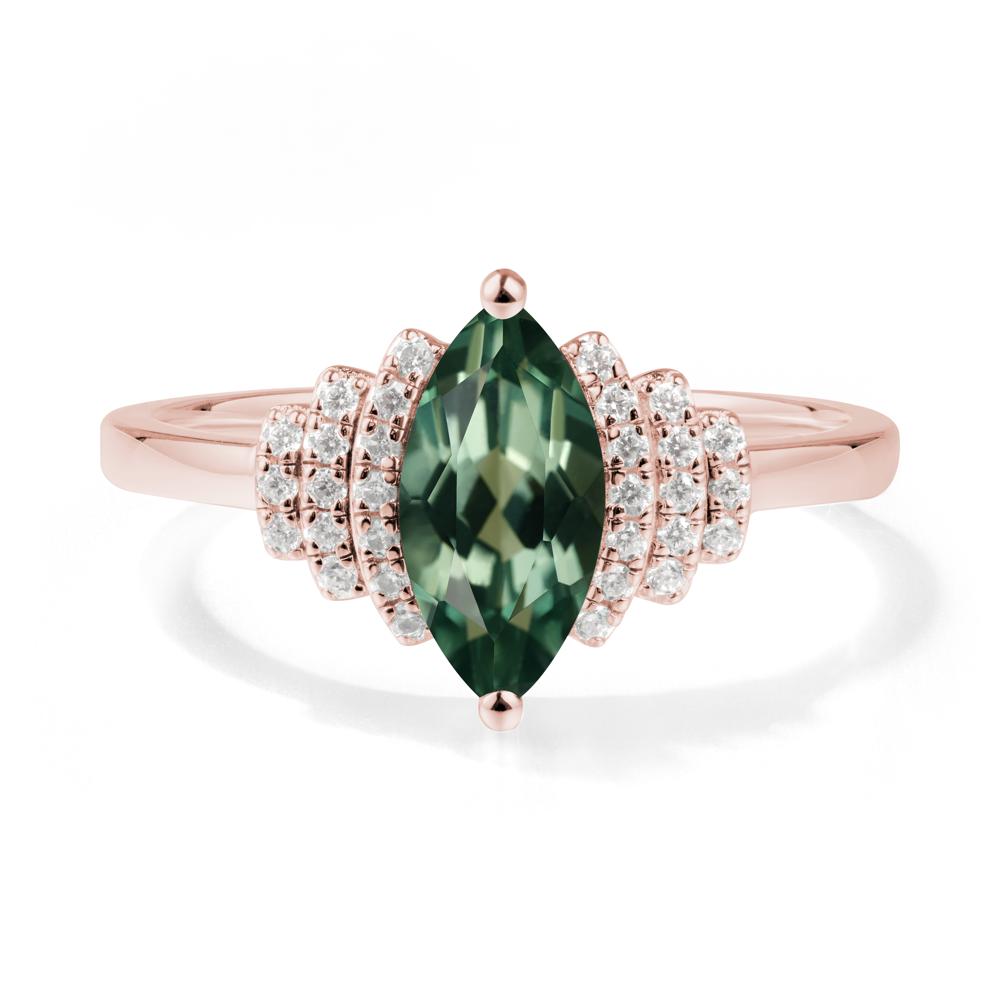 Marquise Green Sapphire Statement Ring - LUO Jewelry #metal_18k rose gold