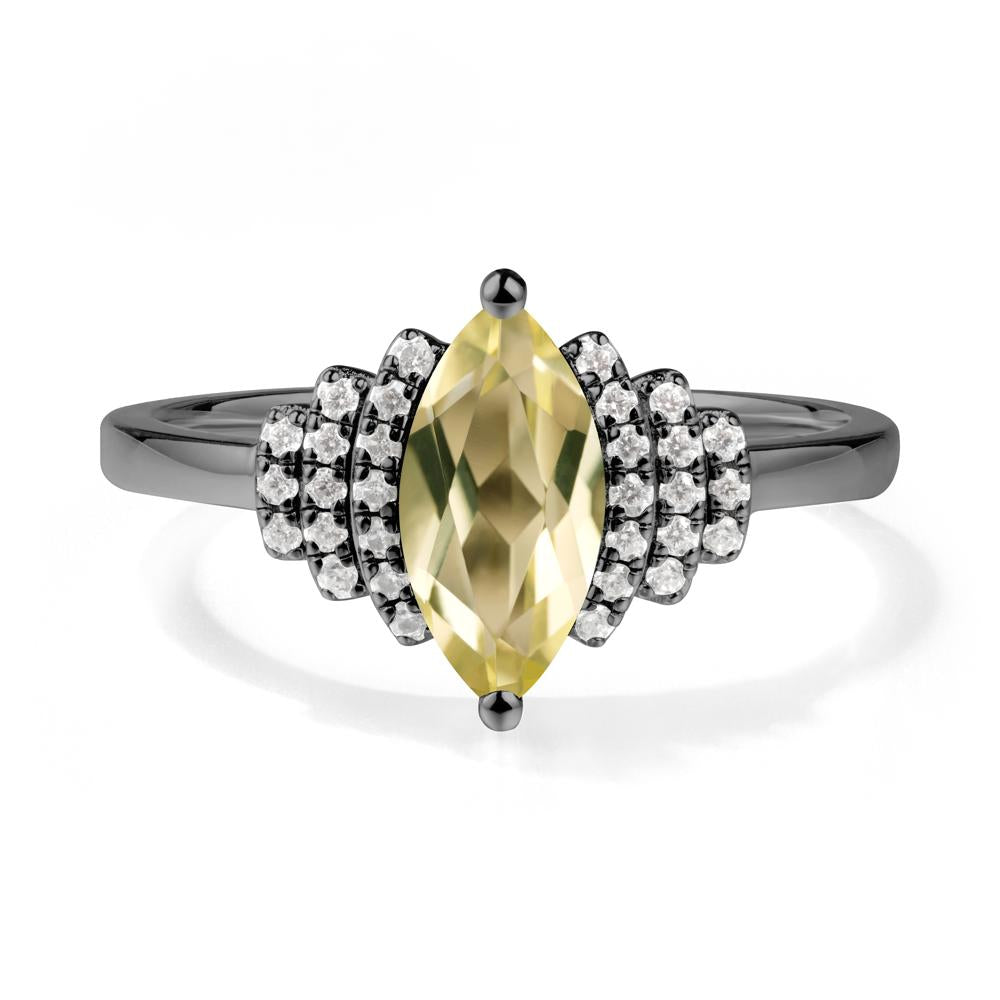 Marquise Lemon Quartz Cluster Ring - LUO Jewelry #metal_black finish sterling silver