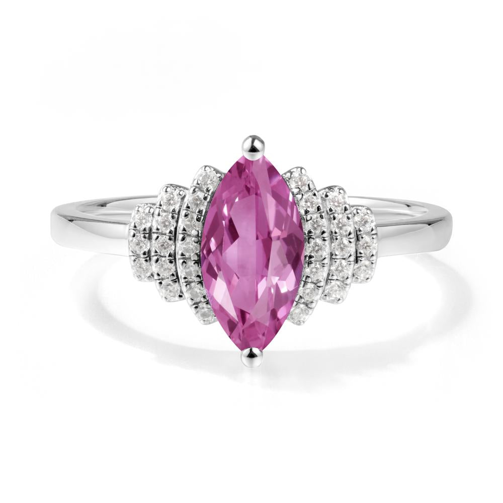 Art Deco Marquise Pink Sapphire Ring - LUO Jewelry #metal_18k white gold