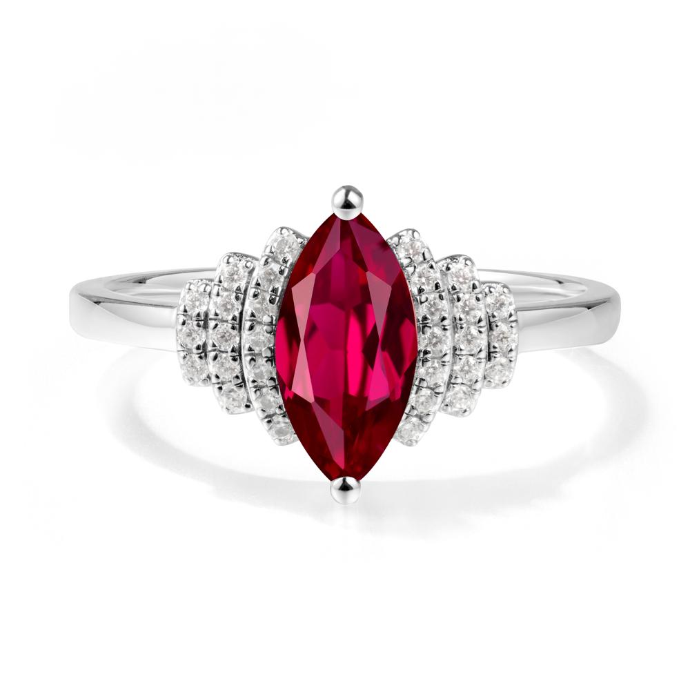 Marquise Ruby Statement Ring - LUO Jewelry #metal_14k white gold