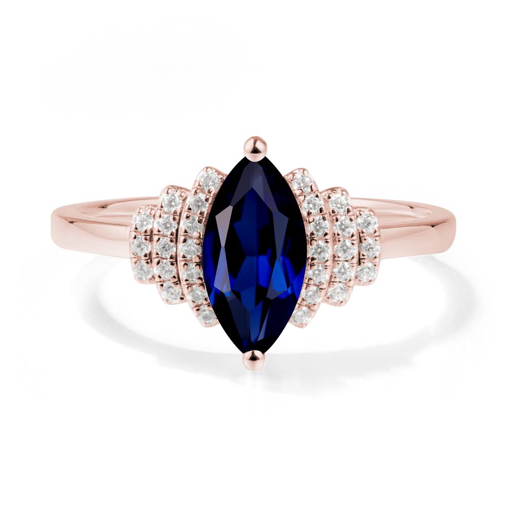 Art Deco Marquise Sapphire Ring - LUO Jewelry #metal_18k rose gold
