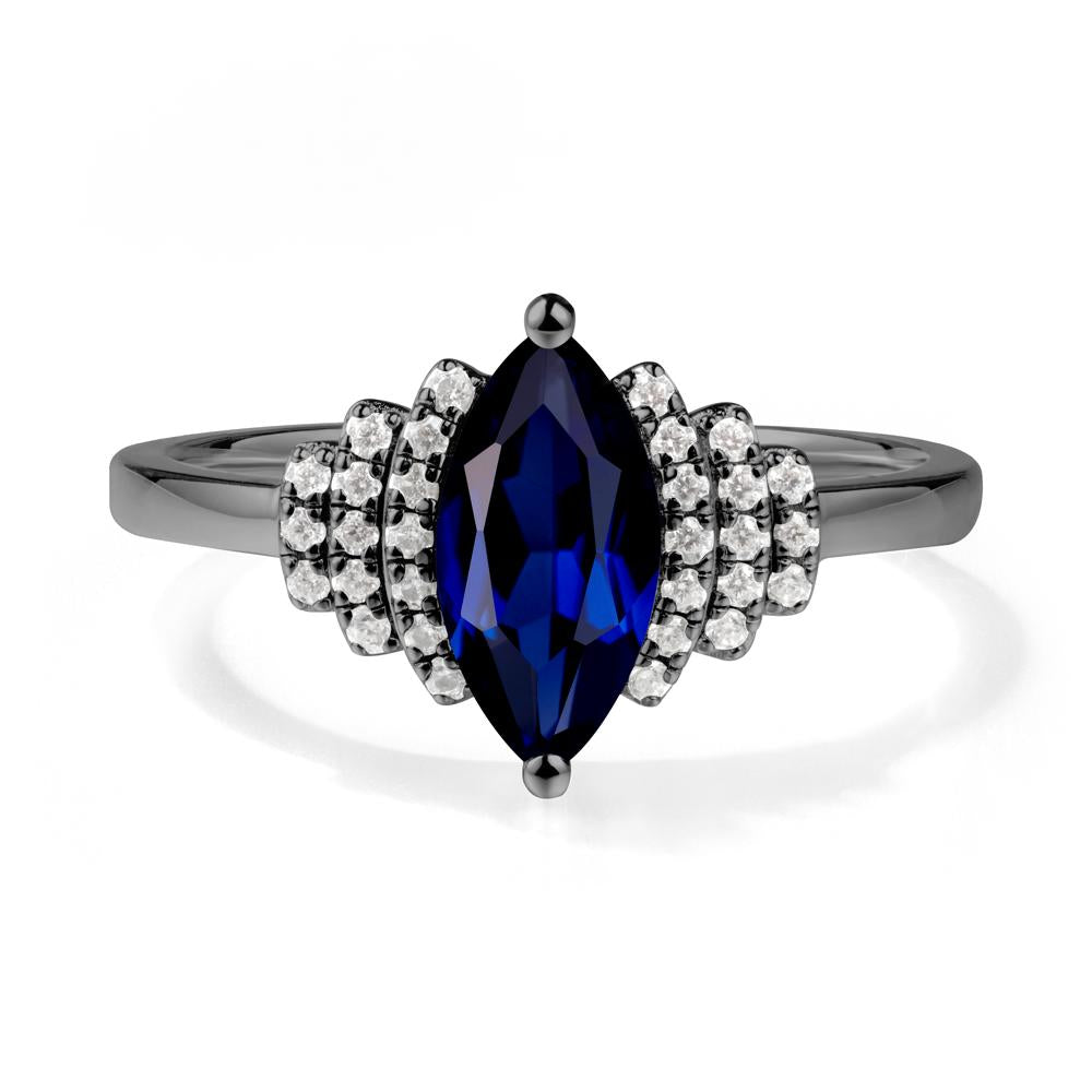 Art Deco Marquise Sapphire Ring - LUO Jewelry #metal_black finish sterling silver