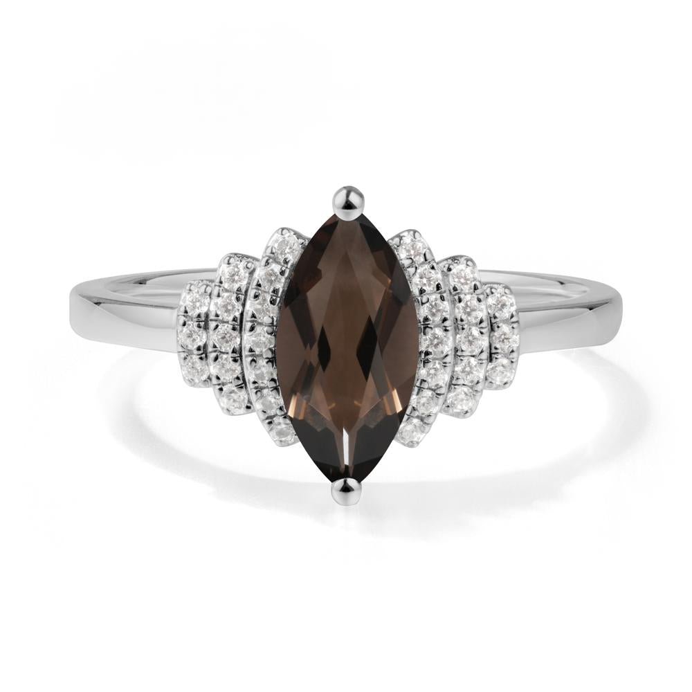 Marquise Smoky Quartz Statement Ring - LUO Jewelry #metal_platinum