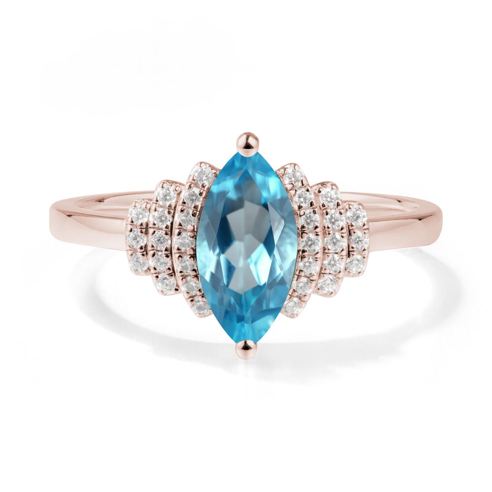 Marquise Swiss Blue Topaz Cluster Ring - LUO Jewelry #metal_14k rose gold