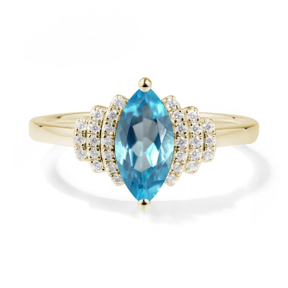 Marquise Swiss Blue Topaz Cluster Ring - LUO Jewelry #metal_14k yellow gold