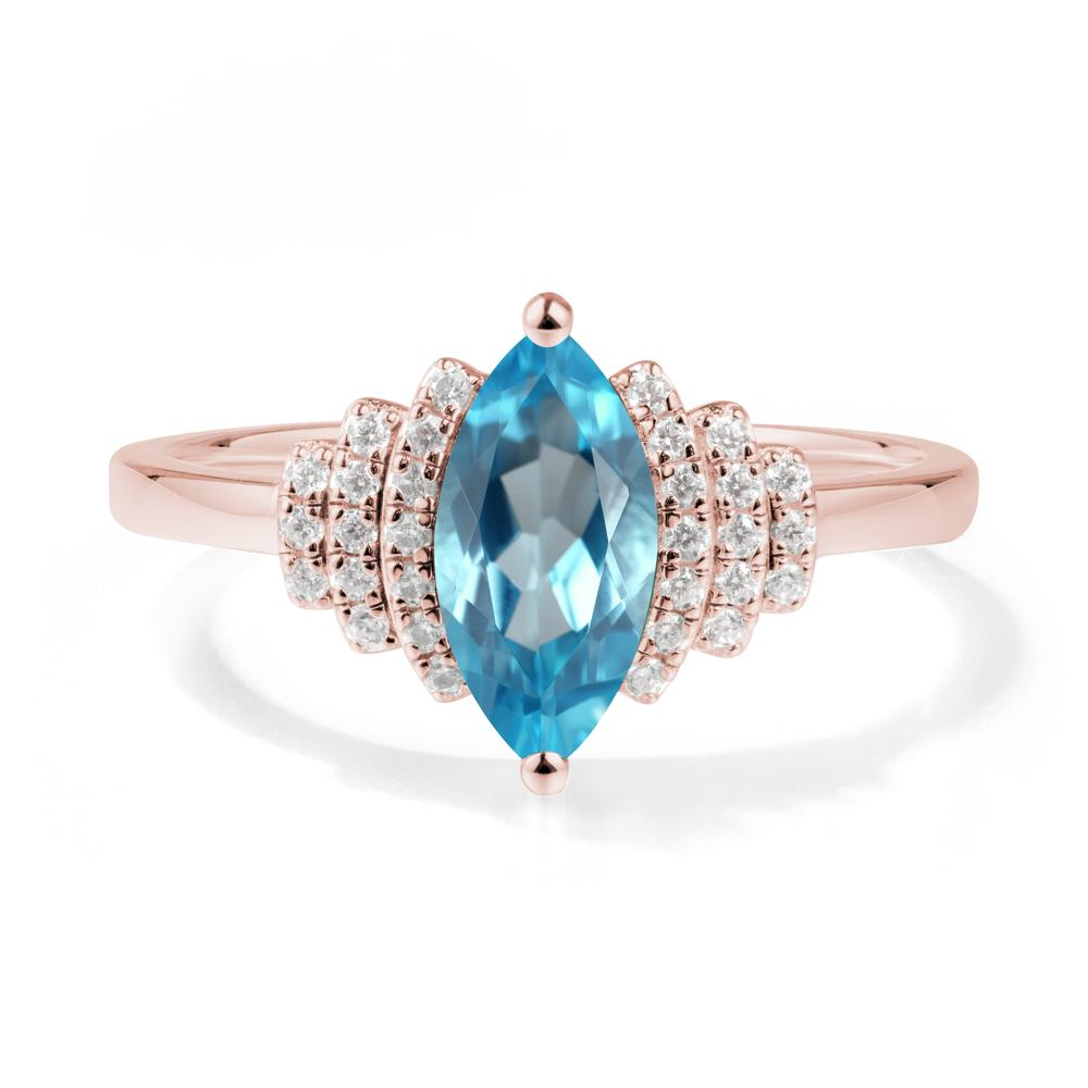 Marquise Swiss Blue Topaz Cluster Ring - LUO Jewelry #metal_18k rose gold