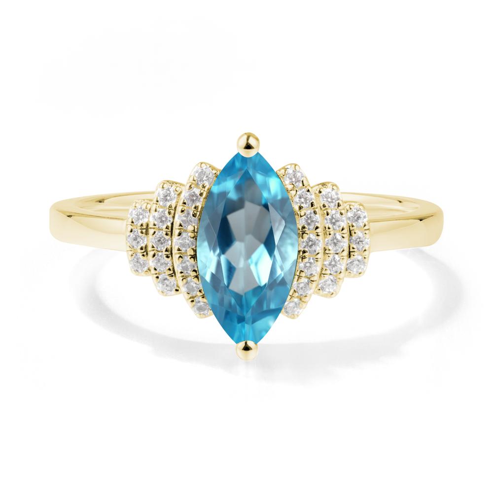 Marquise Swiss Blue Topaz Cluster Ring - LUO Jewelry #metal_18k yellow gold