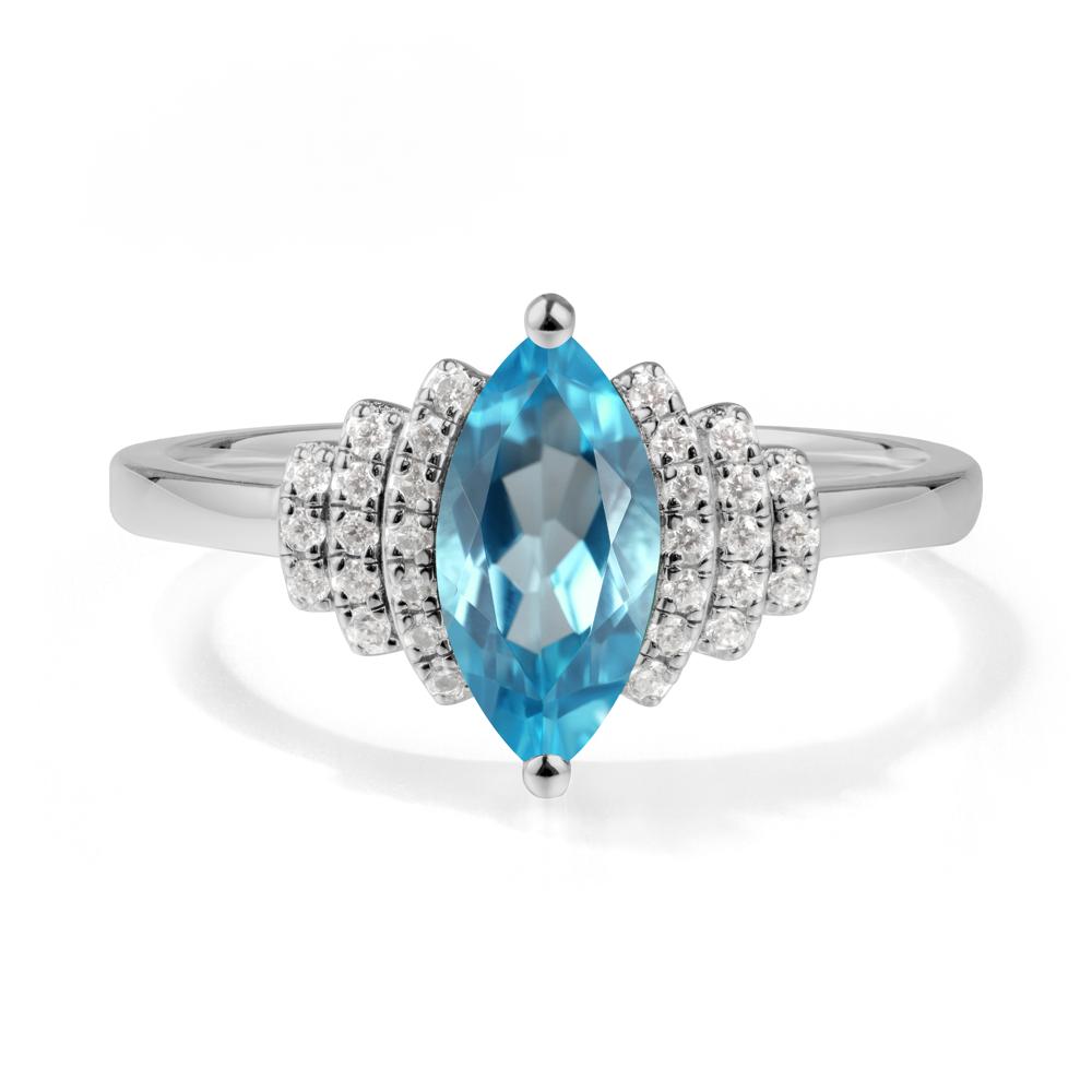 Marquise Swiss Blue Topaz Cluster Ring - LUO Jewelry #metal_platinum