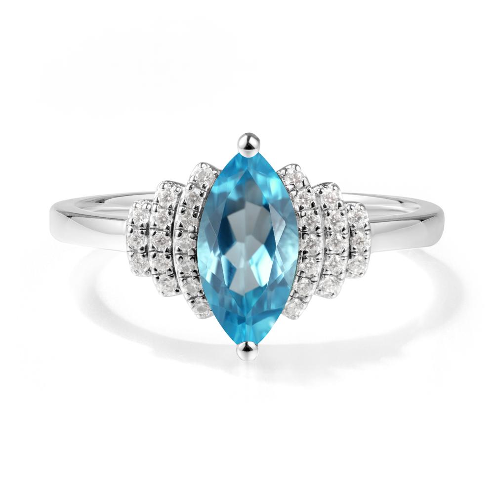 Marquise Swiss Blue Topaz Cluster Ring - LUO Jewelry #metal_sterling silver