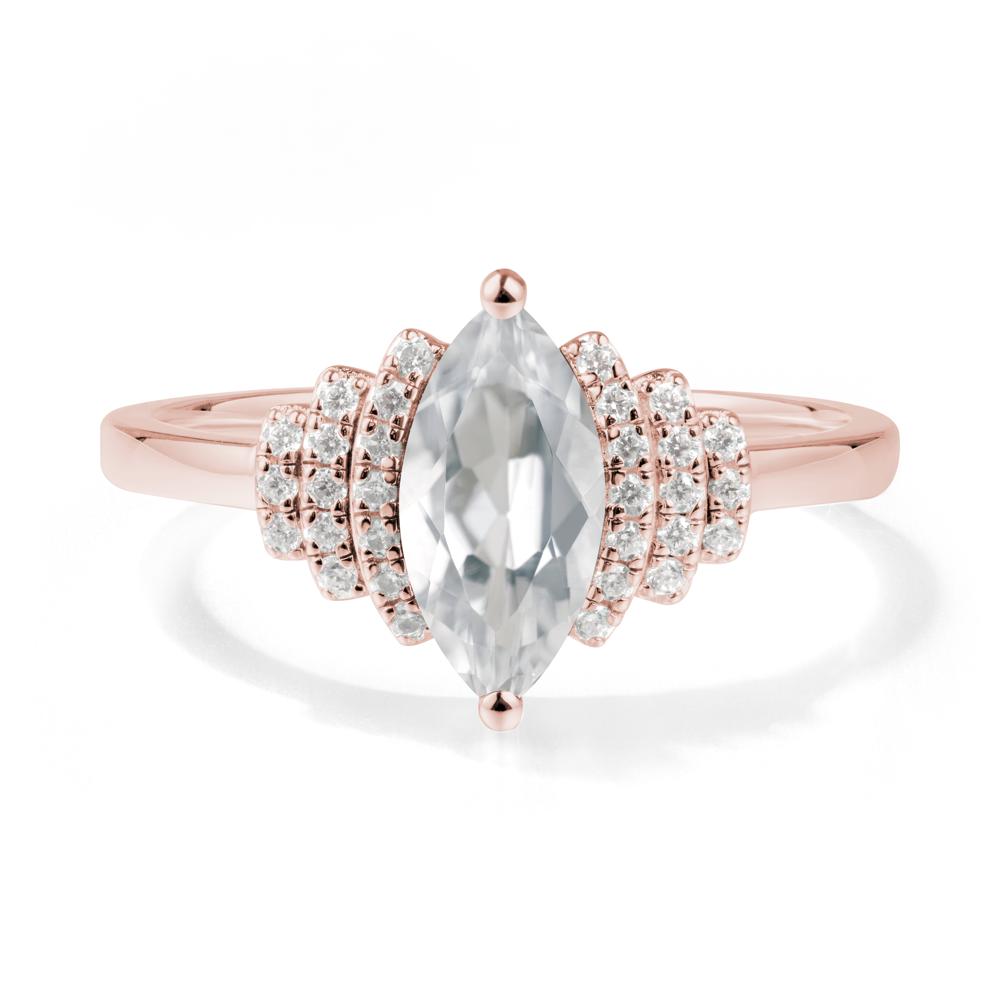 Art Deco Marquise White Topaz Ring - LUO Jewelry #metal_18k rose gold