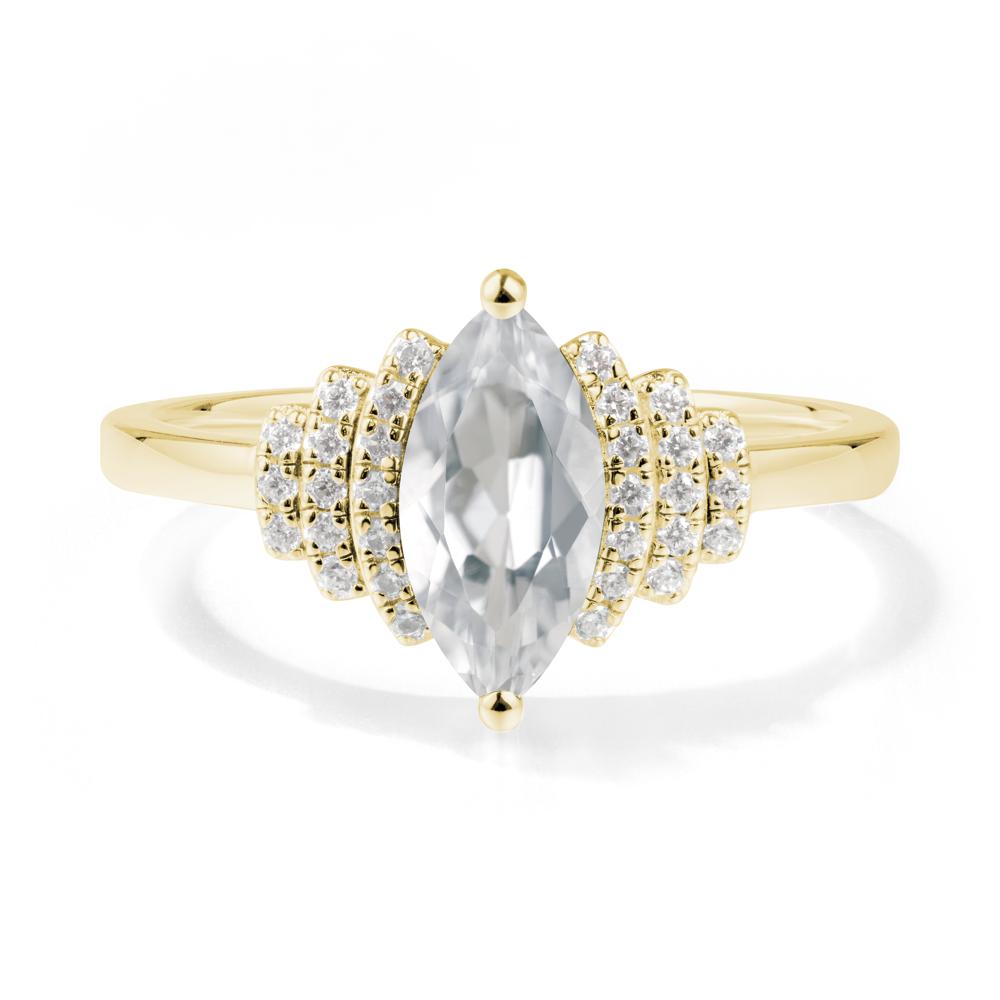 Art Deco Marquise White Topaz Ring - LUO Jewelry #metal_18k yellow gold