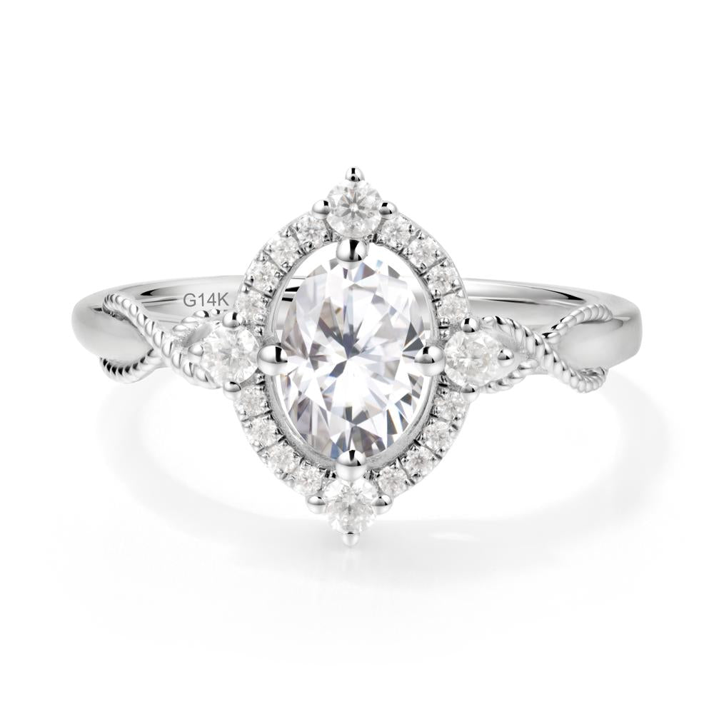 Vintage Oval Citrine Halo Ring - LUO Jewelry #metal_14k white gold