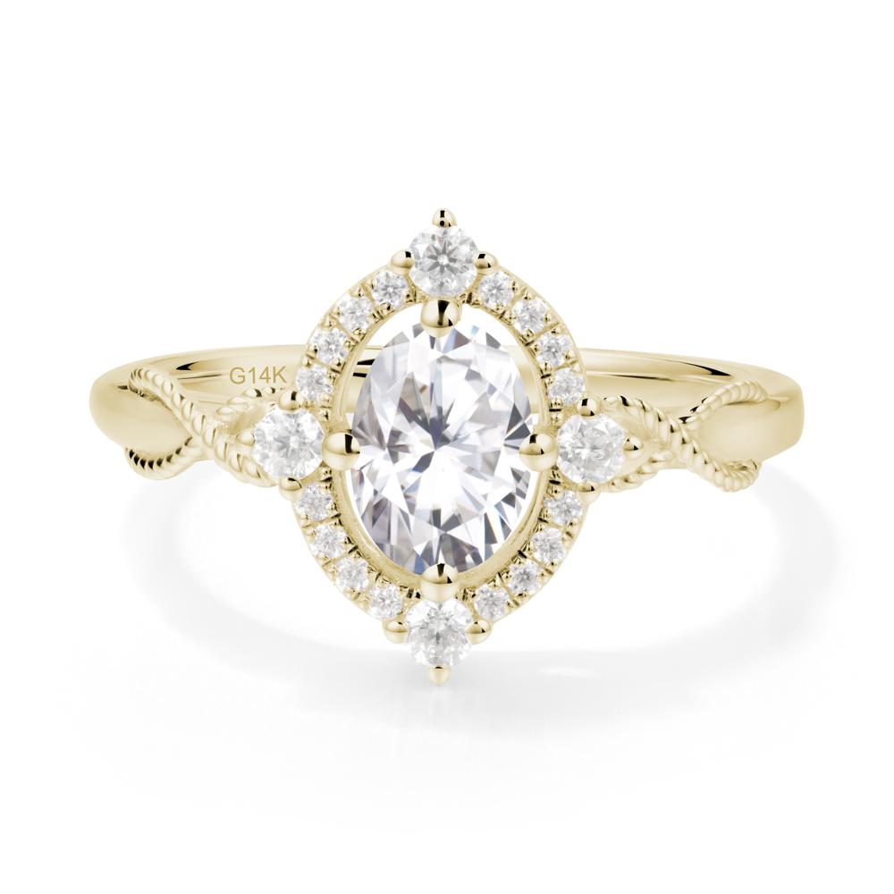 Vintage Oval Citrine Halo Ring - LUO Jewelry #metal_14k yellow gold