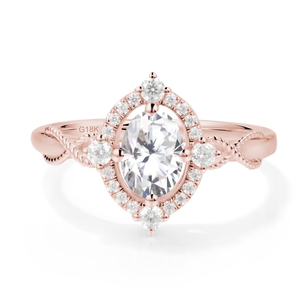 Vintage Oval Citrine Halo Ring - LUO Jewelry #metal_18k rose gold