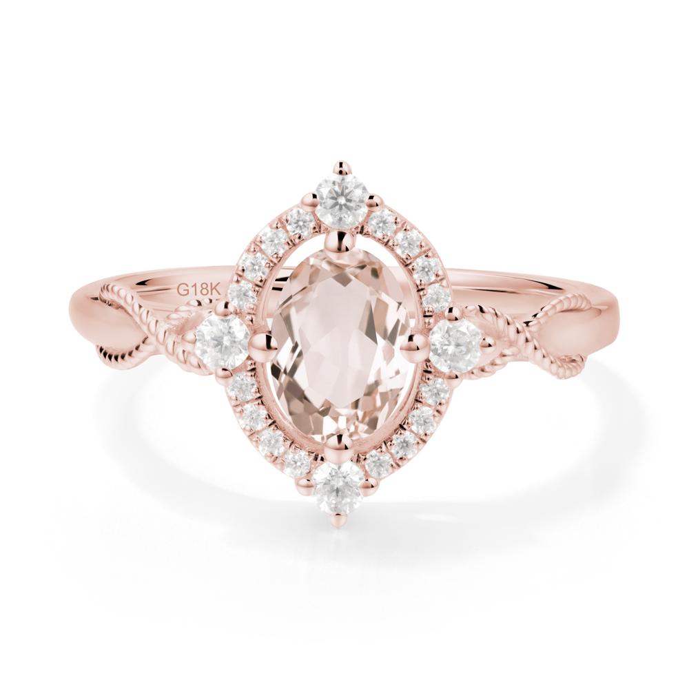 Oval Morganite Halo Twist Ring - LUO Jewelry #metal_18k rose gold