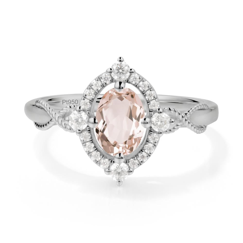 Oval Morganite Halo Twist Ring - LUO Jewelry #metal_platinum