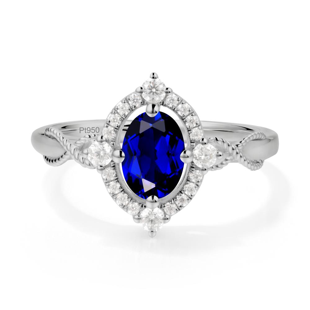 Twisted Band Sapphire Halo Ring - LUO Jewelry #metal_platinum