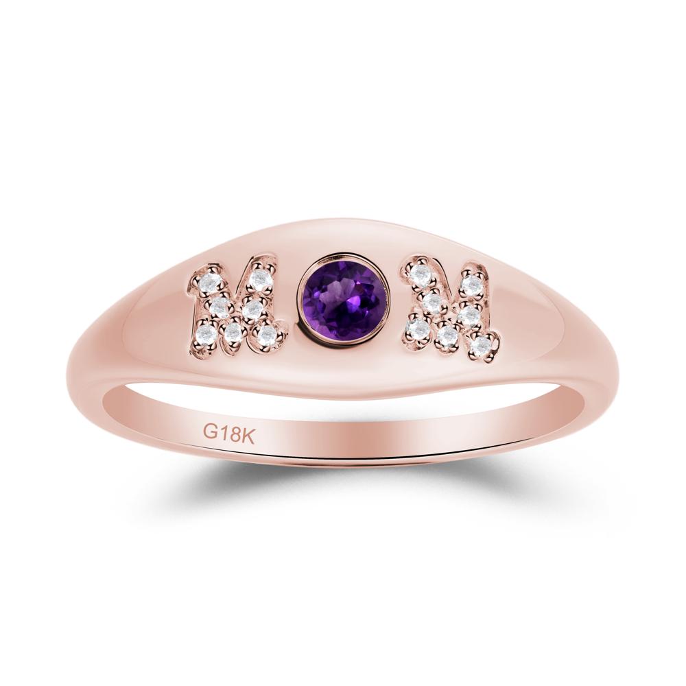 Round Amethyst Mom Ring - LUO Jewelry #metal_18k rose gold