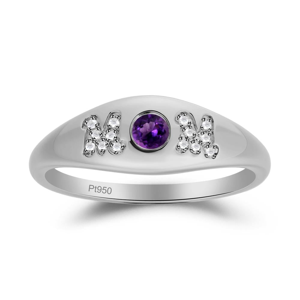 Round Amethyst Mom Ring - LUO Jewelry #metal_platinum