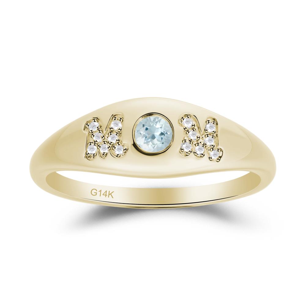 Round Aquamarine Mother's Ring - LUO Jewelry #metal_14k yellow gold