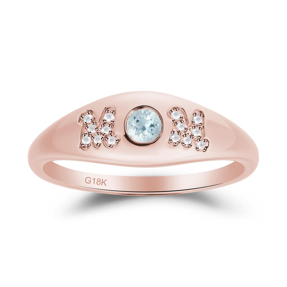 Round Aquamarine Mother's Ring - LUO Jewelry #metal_18k rose gold