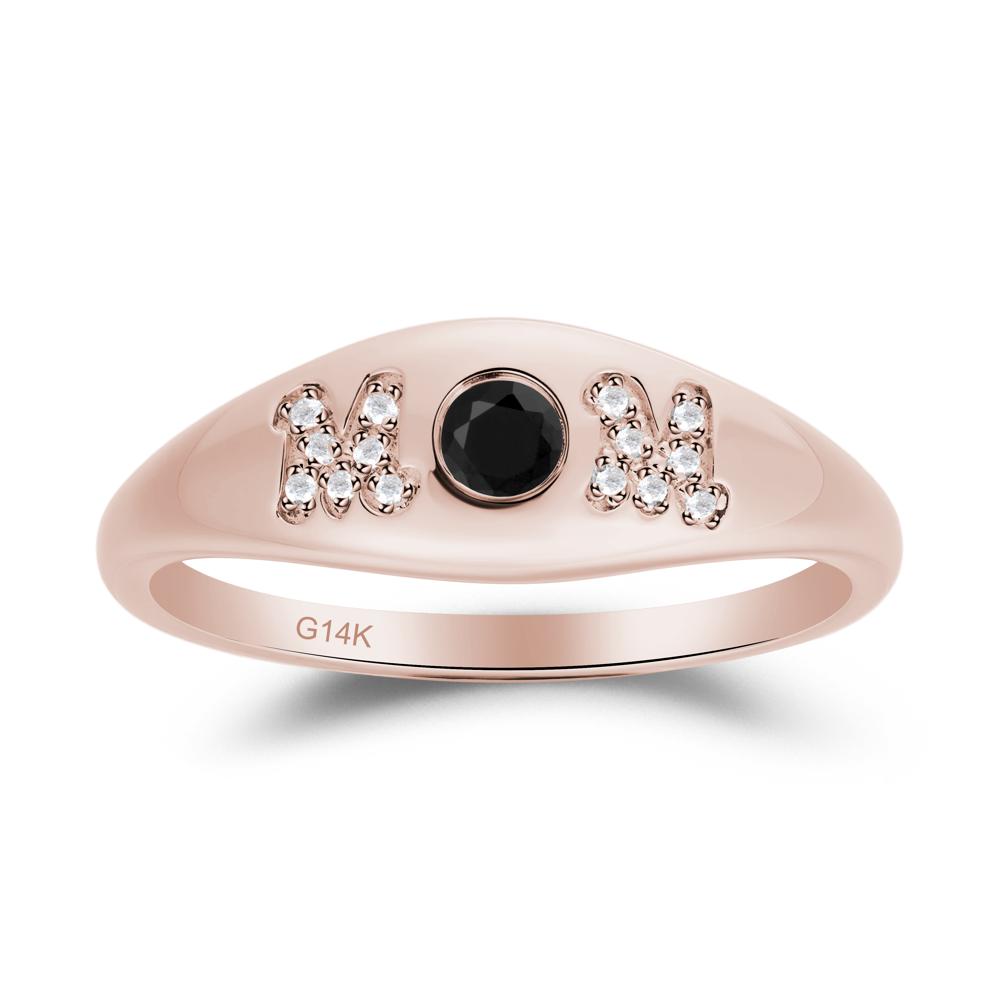 Round Black Spinel Mom Ring - LUO Jewelry #metal_14k rose gold