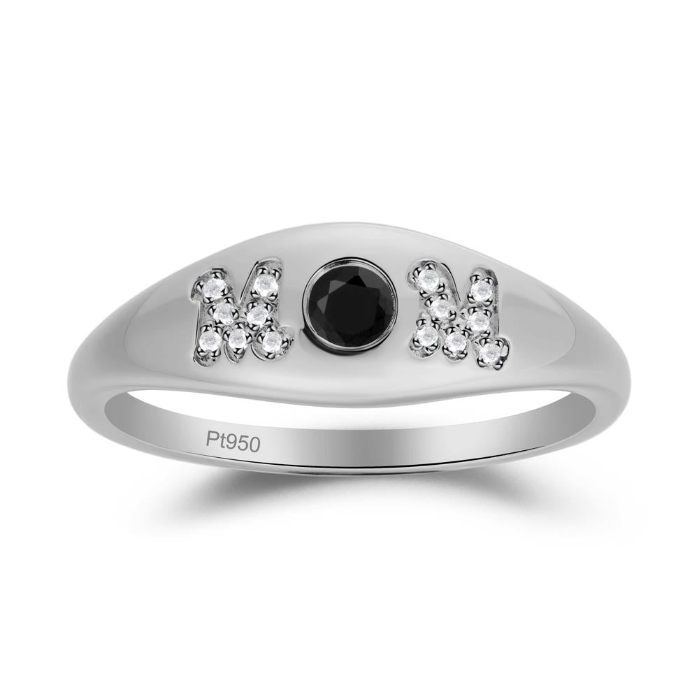 Round Black Spinel Mom Ring - LUO Jewelry #metal_platinum