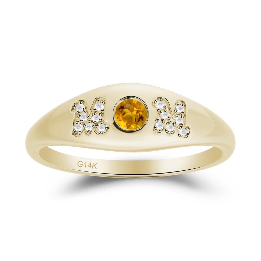 Round Citrine Mother's Ring - LUO Jewelry #metal_14k yellow gold