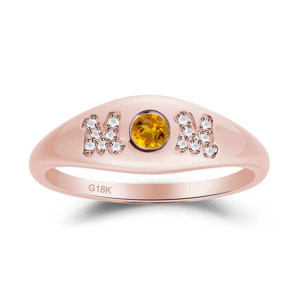 Round Citrine Mother's Ring - LUO Jewelry #metal_18k rose gold