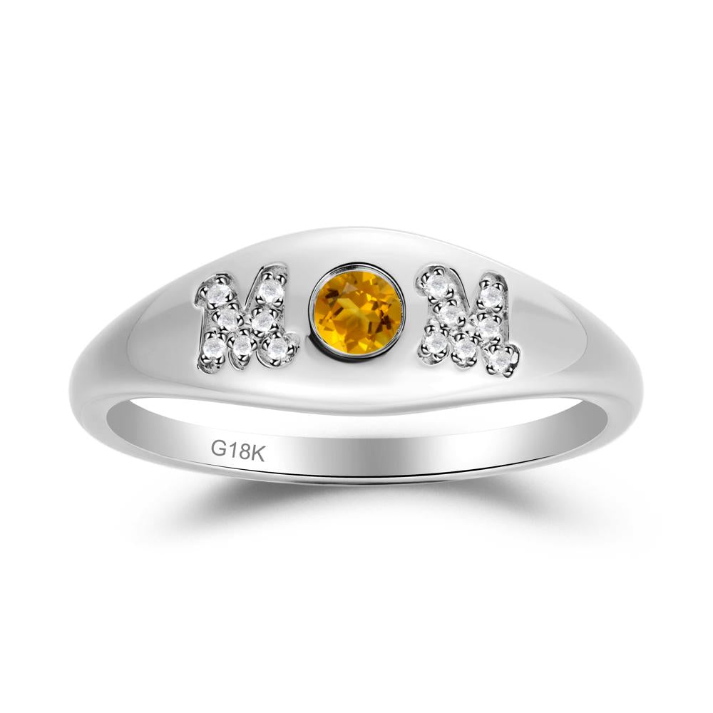 Round Citrine Mother's Ring - LUO Jewelry #metal_18k white gold