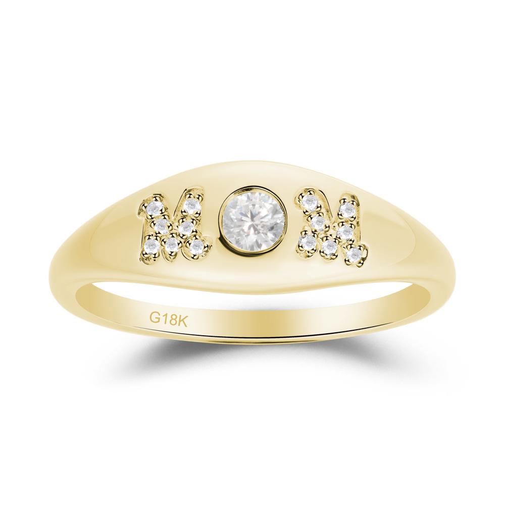 Round Cubic Zirconia Mother's Ring - LUO Jewelry #metal_18k yellow gold