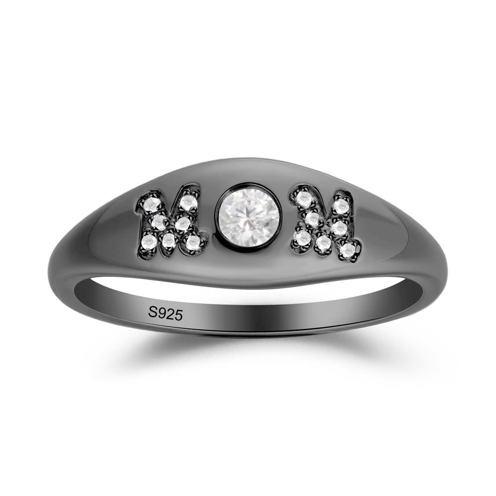 Round Cubic Zirconia Mother's Ring - LUO Jewelry #metal_black finish sterling silver