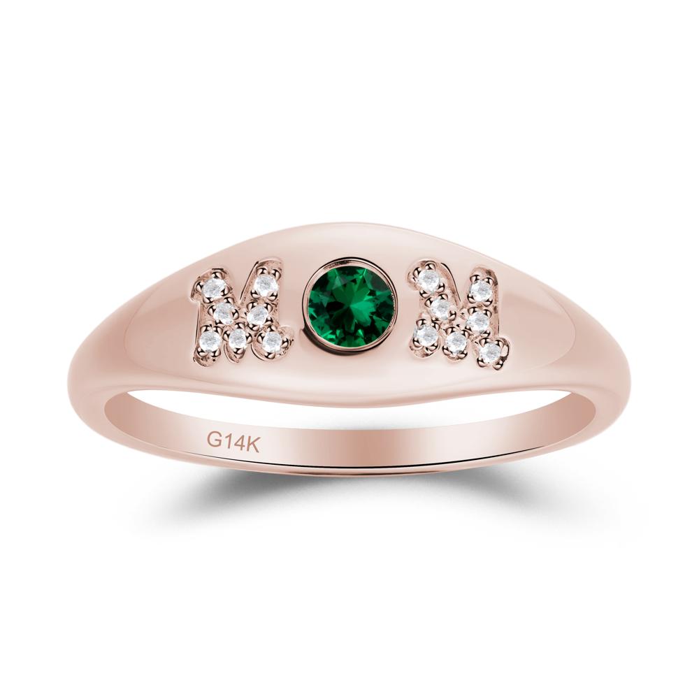 Round Emerald Mom Ring - LUO Jewelry #metal_14k rose gold