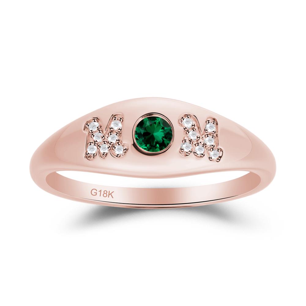 Round Emerald Mom Ring - LUO Jewelry #metal_18k rose gold