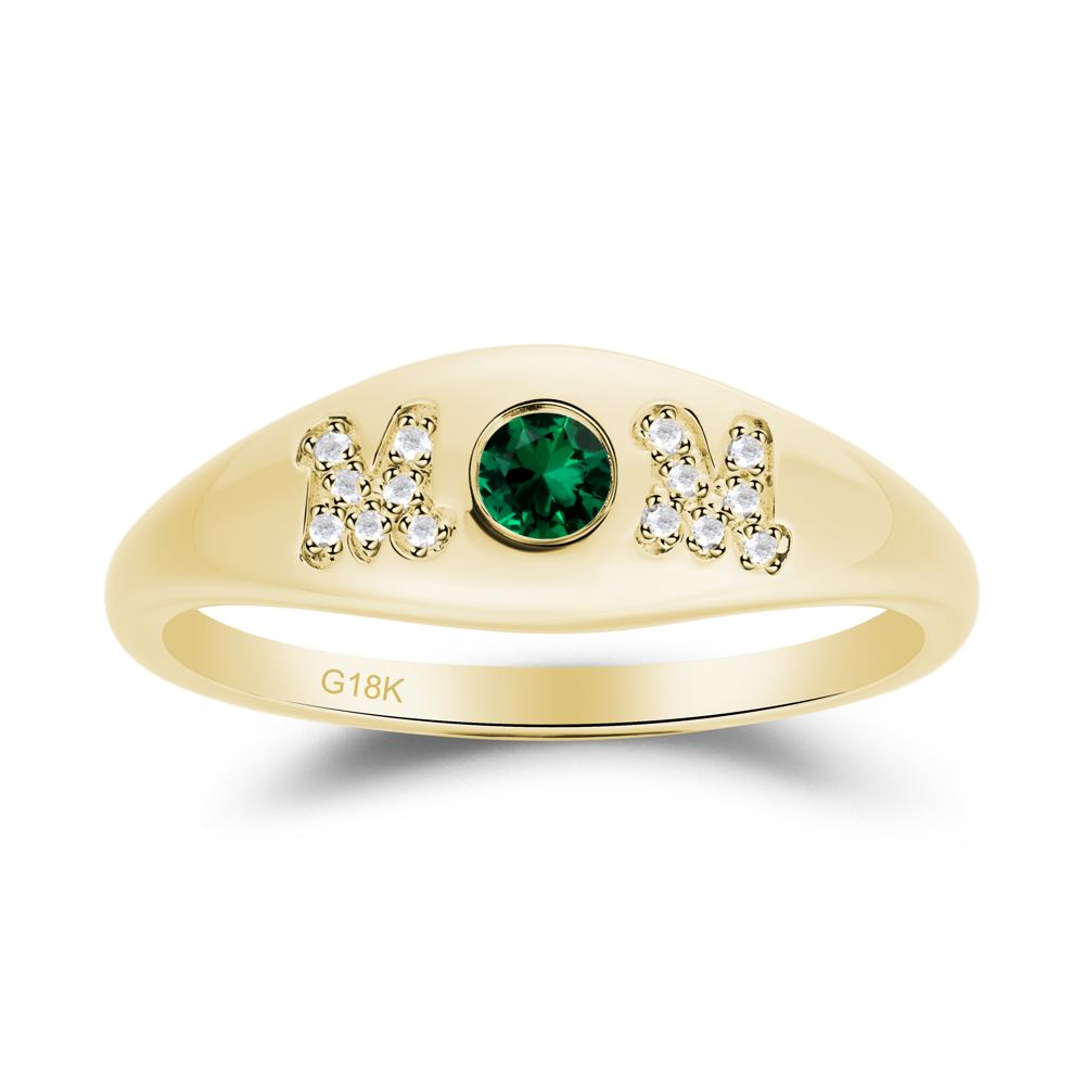Round Emerald Mom Ring - LUO Jewelry #metal_18k yellow gold