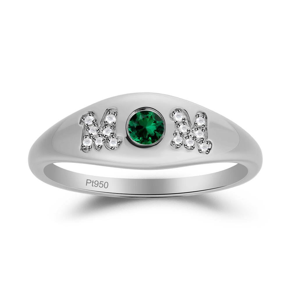 Round Emerald Mom Ring - LUO Jewelry #metal_platinum