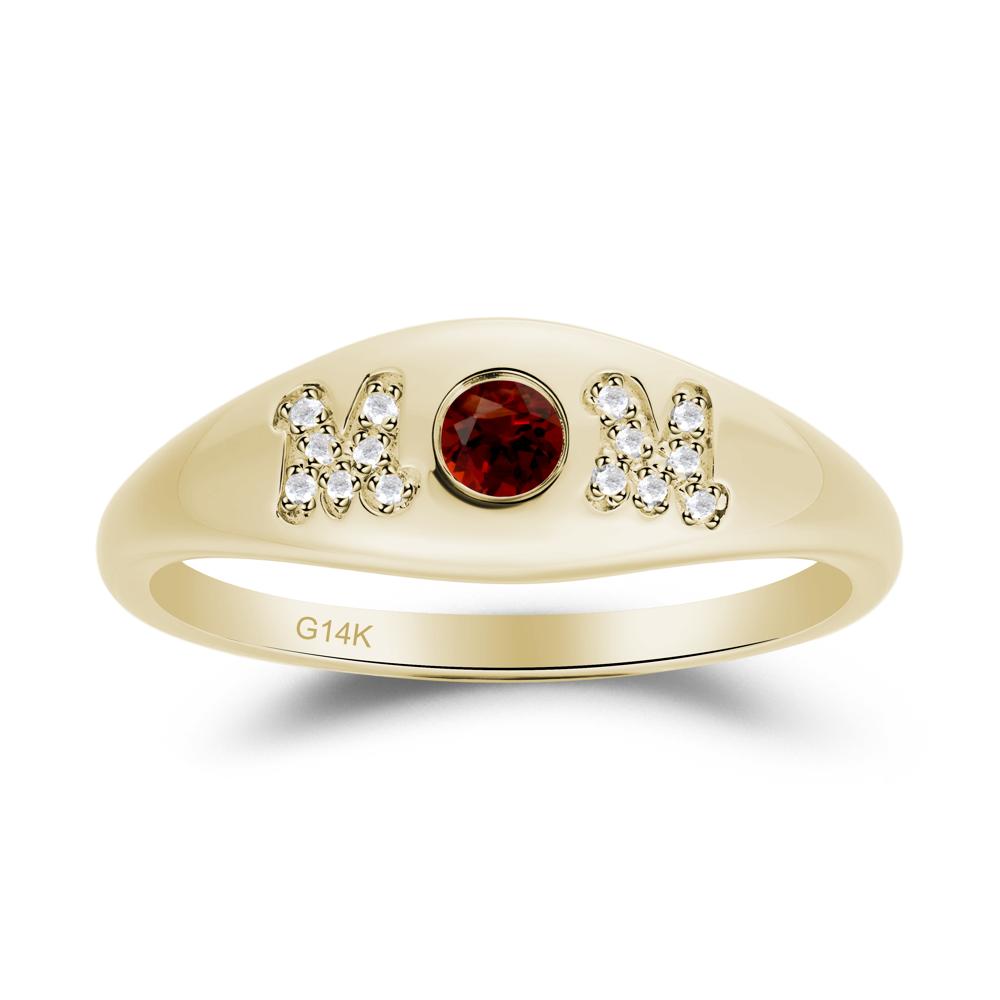 Round Garnet Mom Ring - LUO Jewelry #metal_14k yellow gold