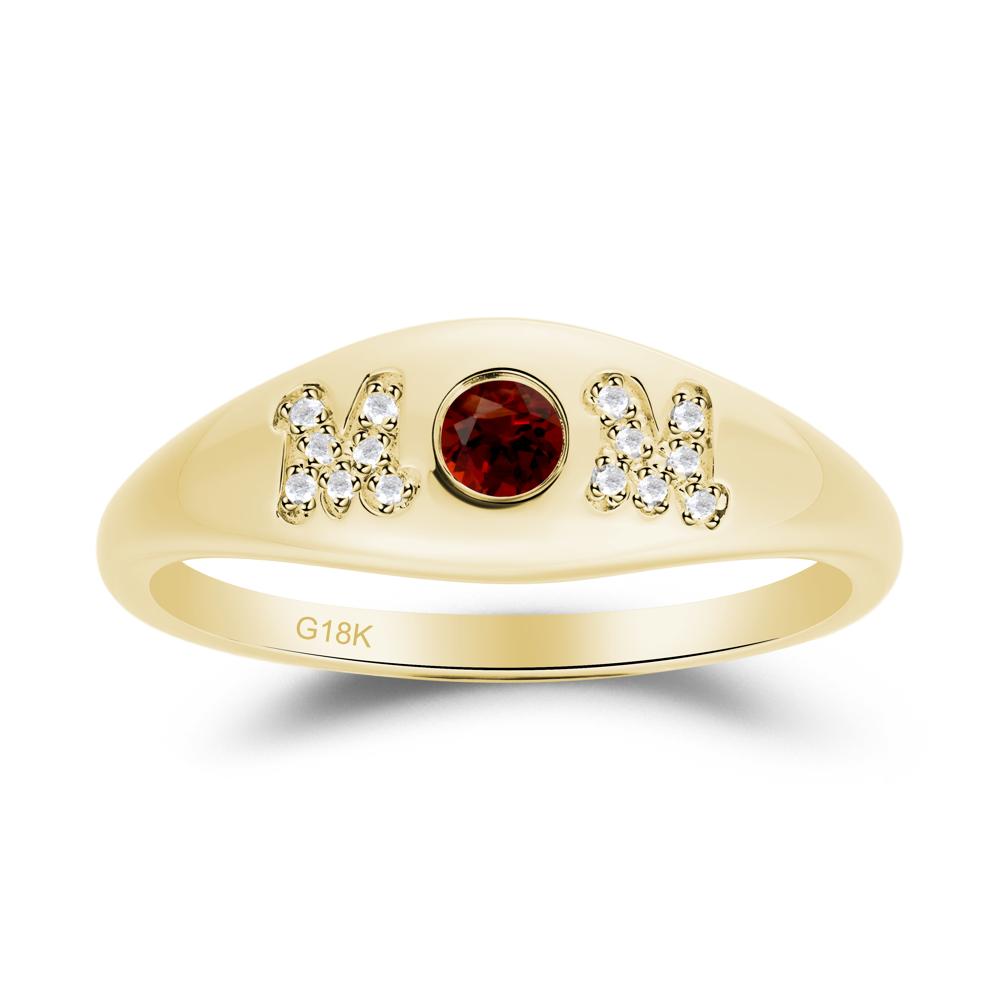 Round Garnet Mom Ring - LUO Jewelry #metal_18k yellow gold