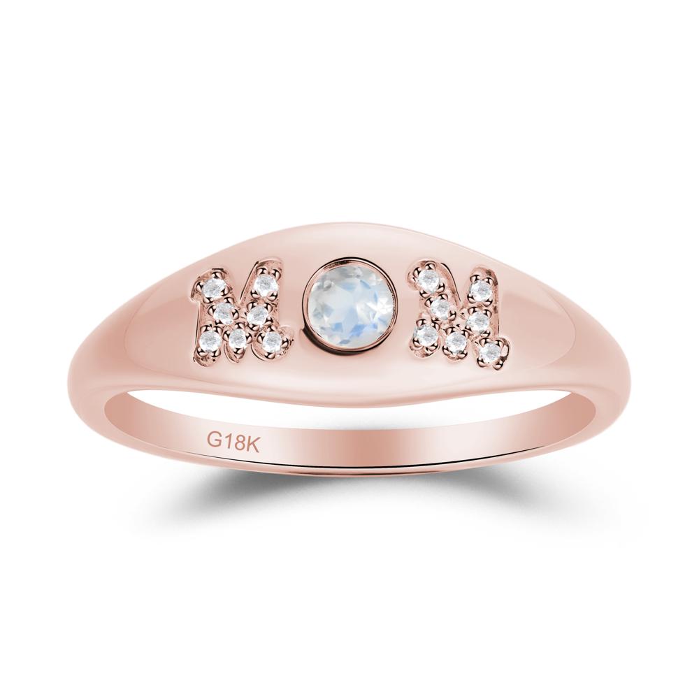 Round Moonstone Mom Ring - LUO Jewelry #metal_18k rose gold