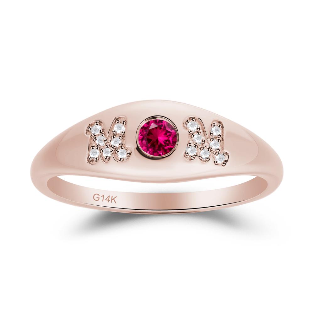 Round Ruby Mother's Ring - LUO Jewelry #metal_14k rose gold